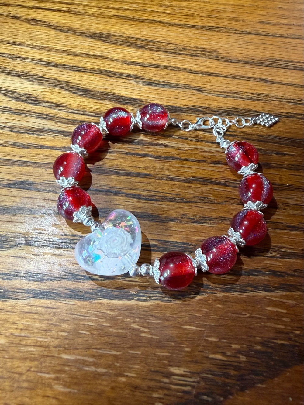 Red Beaded Heart Bracelet - Women Jewelry